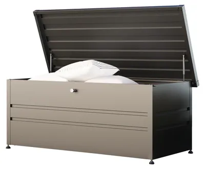 Produktbild von GFP Primeyard Gartenbox 182x84x72 cm Aufbewahrungsbox Auflagenbox Gartentruhe Metall anthrazit wasserdicht