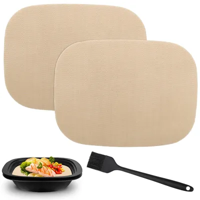 Produktbild von 2 wiederverwendbare Backbleche für den Thermomix TM7 Varoma, mit 1 Backpinsel, Antihaftmatte, hitzebeständig bis 250 °C, Zubehör für den TM7 Varoma