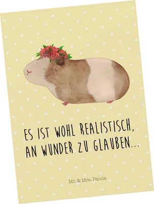 Produktbild von Mr. & Mrs. Panda Ansichtskarte Meerschweinchen Weisheit - Gelb Pastell - Geschenk, Postkarten, Ansichtskarten, Wunderland, kunstkarte, Grußkarte, Wunder, Spruch
