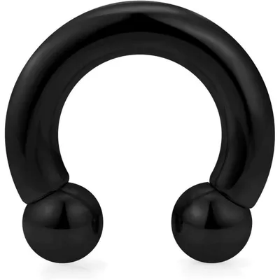 Productafbeelding van Circelvormige barbell ring, hoefijzer piercing, gemaakt van 316L chirurgisch staal, zwart, afmetingen 4x12x6 mm