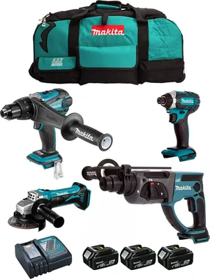 Immagine prodotto di Kit MAKITA DLX4054MX1 (DDF458 + DTD152 + DHR202 + DGA452 + 3 x 4,0 Ah + DC18RC + LTX600)