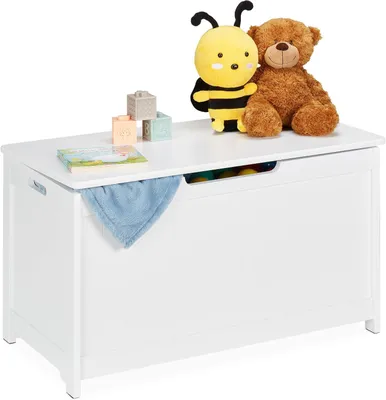 Produktbild von Spielzeugkiste – Große Spielzeugaufbewahrungsbox – Kinderzimmer – Wohnzimmer – 45 x 80 x 40 cm – MDF – Weiße Spielzeugbox