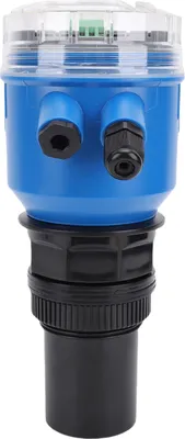 Image de Capteur de niveau à ultrasons avec affichage numérique LCD pour liquides et capteurs d'eau, 24 V CC, affichage LED, sortie analogique 4–20 mA, 666RP, bleu, 0–10 m