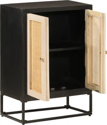 Produktbild von vidaXL Sideboard Schwarz 55x30x76 cm Massivholz Mango und Eisen