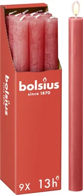 Produktbild von Bolsius - Rustik Stabkerzen - Rosa - 9 Stück - 27 x 2.3 cm - Länge Brenndauer 13
