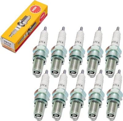 Image de Jeu de bougies d'allumage NGK 10x D7EA Bougie d'allumage, 19,0mm filetage long Ø 12,0mm Hex 18,0mm, écart entre les électrodes 0,75mm, valeur thermique 7, 7912