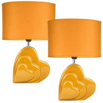 Produktbild von 2 Tischlampen Herz Tischleuchte Lampe Nachttischlampe Nachtlampe Leuchte Orange