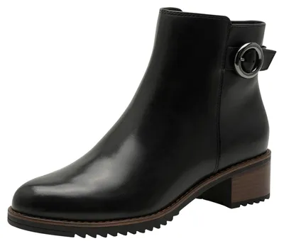 Productafbeelding van MARCO TOZZI Dames enkellaarsjes met lederen details, blokhak, zwart (Black), maat 40