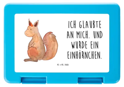 Produktbild von Mr. & Mrs. Panda Bentobox Einhorn Glauben - Weiß - Geschenk, Snackbox, Brotzeitbox, Bento Box, Unicorn, Vorratsbehälter, Eichhörnchen, Einhörner, Einhörnchen, Eichhorn