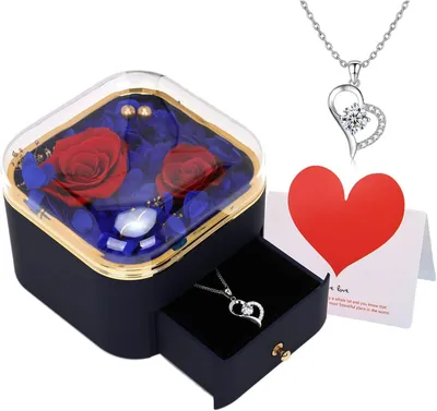 Image de Collier "Rose éternelle", cadeau pour femme, pour fille, pour un anniversaire, pour la Saint-Valentin