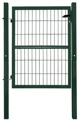 Produktbild von Gartentor Tor für Gartenzaun Zaun 120 cm hoch Gartentür aus Metall für Stabmattenzaun Abschließbar inkl. Pfosten Grün V2Aox