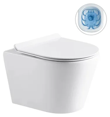 Produktbild von CERANO Norbi Wand-WC spülrandlos mit Slim WC-Sitz 48,5 x 36,5 cm weiß glänzend