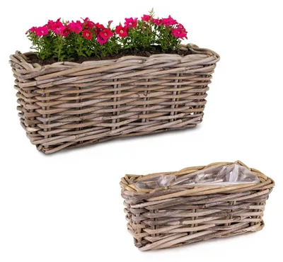 Immagine prodotto di Fioriere in rattan come vasi per piante rettangolari da 24, 40 cm
