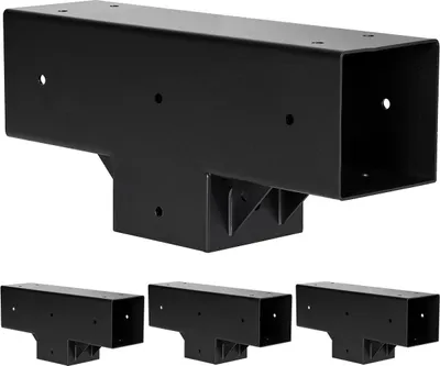 Image de Kit de supports pour pergola 4 x 4 pouces, intérieur 3,5 x 3,5, poteau en bois à 3 voies pour bricolage, 4 pièces