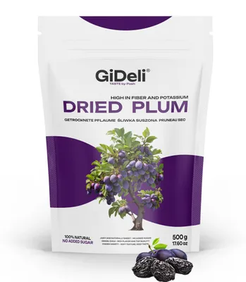 Produktbild von Getrocknete Pflaumen 500g Ohne Stein Ungesüßt Vegan Pure Snack Müsli GiDeli