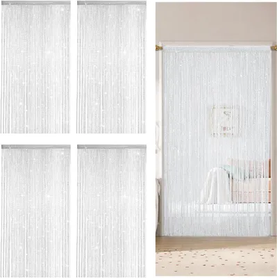 Image de Rideau anti-moustiques 100x200 cm, lot de 4, blanc, pour porte