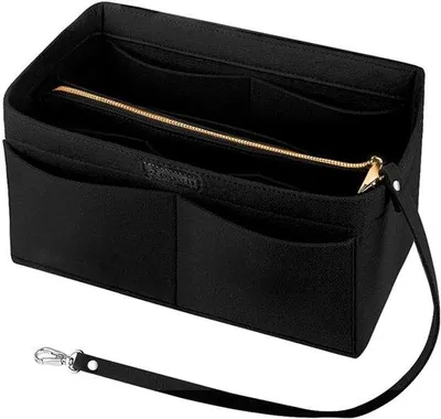 Immagine prodotto di Organizer per borsa XL con tasca con cerniera rimovibile e gancio per chiavi (nero)