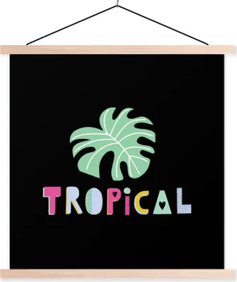 Produktbild von MuchoWow® Textilposter Sommer - Tropisch - Blatt 60x60 cm mit holzfarbenen Rahmen - Wanddekoration