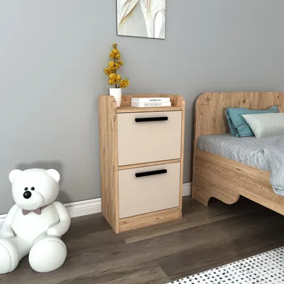 Zdjęcie produktu dla Skye Decor, Luses, stolik nocny, sosna atlantycka, 100 % PANELE POWLEKANE MELAMINĄ, 45 x 29,6 x 79,4 cm
