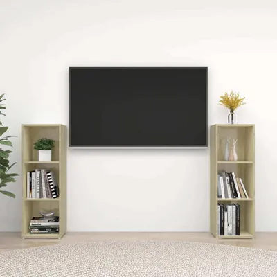 Produktbild von vidaXL TV-Schränke 2 Stk. Sonoma-Eiche 107x35x37 cm Holzwerkstoff