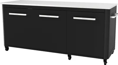 Produktbild von Cozze® Outdoor-Küche, mobile Außenküche mit 6 Rollen, 180 x 90 x 60 cm, Edelstahl, schwarz / silber