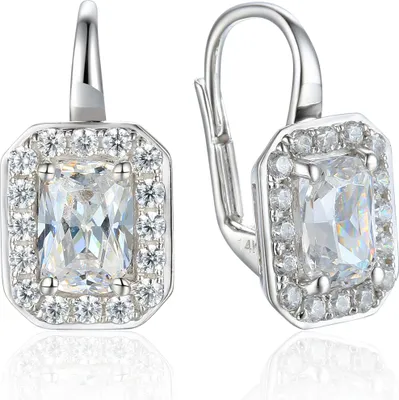 Produktbild von 585er Weißgold Ohrhänger mit Zirkonia Octagonschliff Klappbrisur