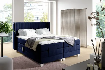 Produktbild von Boxspringbett Elektrisch Bett MAGNUS 140x200cm in Stoff Salvador Dunkelblau