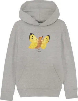 Produktbild von Mr. & Mrs. Panda Kinderpullover Schmetterling Zitronenfalter 12-14 Jahre (152/164) - Heather Grey - Geschenk, Kapuzenpullover, Schmetterlinge, Pullover, Liebe, Motivation