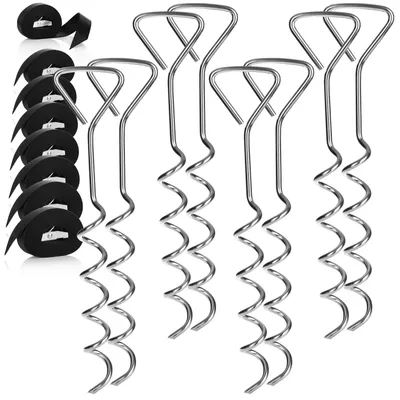 Productafbeelding van COM-FOUR® Set van 16 tentbodemanagers met spanband, voor het veilig vastzetten van de tent, zilverkleurig