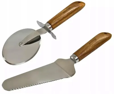 Produktbild von Kassel Pizzaschneider-Set Edelstahl Akazienholz