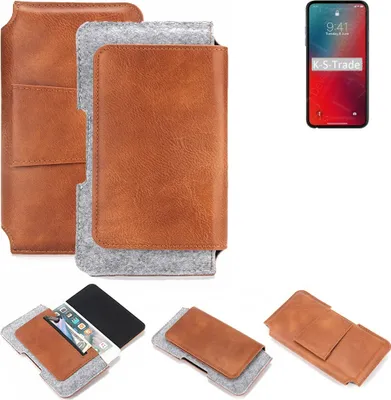 Produktbild von K-S-Trade Handyhülle Schutzhülle kompatibel mit Apple iPhone 12 Pro Gürteltasche Holster Gürtel Tasche Smartphone Tasche Handy Hülle Polyurethan+ Filz,