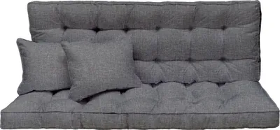 Productafbeelding van Hollywoodschommel, afmetingen 180x50 cm, 3-zits, dik gestoffeerd, grijs. Tuinbank, geschikt voor balkon, inclusief kussen set [133]