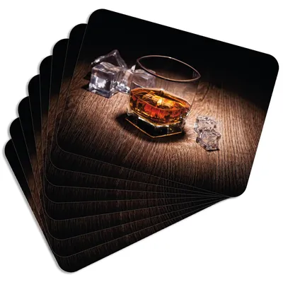 Produktbild von MG Design Set aus 8 Kork-Platzsets - Whisky 2 - 30 x 40 cm - hitzebeständig & abwischbar, mit Korkrückseite