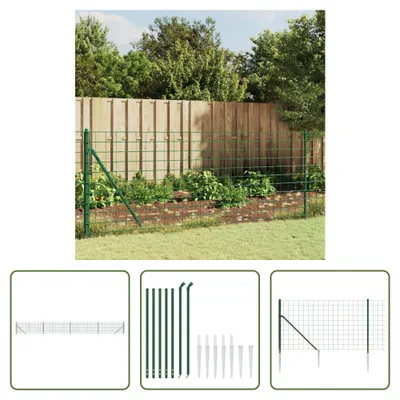 Image de The Living Store Clôture grillagée avec douilles de sol Vert 0,8x10 m