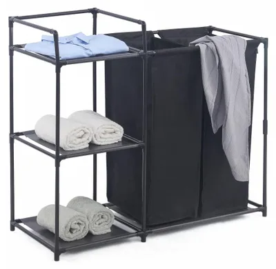 Produktbild von Wäschekorb mit Regal HERZBERG 42x172 cm schwarz