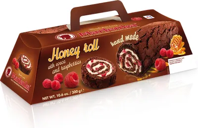 Obrázok produktu pre Medová roláda MARLENKA® s kakaom a malinami 300 g