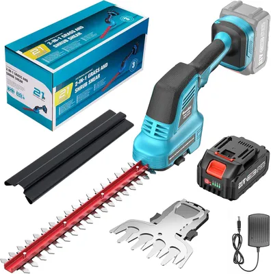 Produktbild von Akku Heckenschere, Elektrische Heckenschere, Heckenschere kabellos, Grasschere mit Akku und Ladegerät