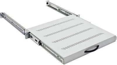 Zdjęcie produktu dla Wysuwana półka 19" o wysokości 1U z prowadnicami teleskopowymi, 350 mm, czarna