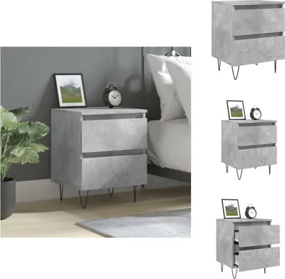 Immagine prodotto di vidaXL Comodino grigio cemento 40x35x50 cm materiale legno - Comodini