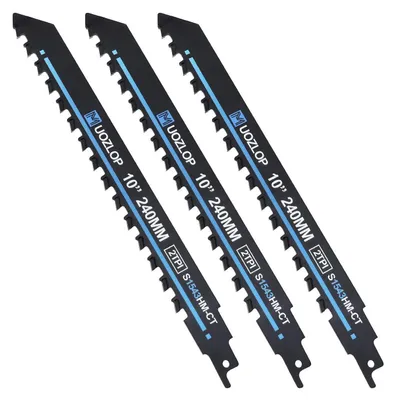 Immagine prodotto di Lame per seghetto alternativo, ideali per tagliare pietra, carburo di tungsteno, 240 mm, confezione da 3 pezzi, adatte per metallo, mattoni e cemento