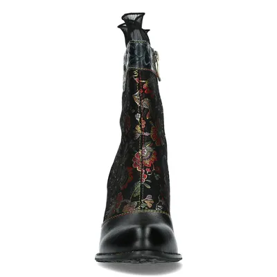 Produktbild von Laura Vita Damen Stiefelette Leder Struktur Muster Blumen Tüll Rüsche Ledao 01, Größe:37 EU, Farbe:Mehrfarbig