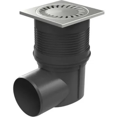 Produktbild von Seitlicher Kanaleinlauf D 110 mm, Trockenklappe, Edelstahlgitter, schwarz, ENPRO