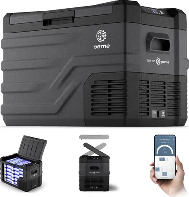 Produktbild von PEME Quest 40 Liter elektrische Kühlbox zum Kühlen und Warmhalten, 12/230V mobiler Kühlschrank, USB-Anschluss, Gefrierpunkt bis -20, für Camping
