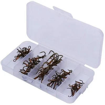Image de Ensemble de 50 hameçons en plastique - Acier au carbone - Coffret d'hameçons - Accessoires de pêche - Hameçons de pêche
