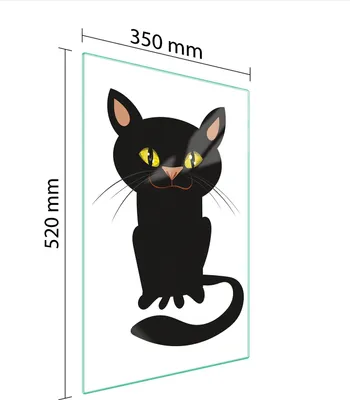 Produktbild von Herdabdeckplatte 35x52 Glaskeramikkochfeld Abdeckung Spritzschutz Glasplatte Deko Schneidebrett Katze Weiß