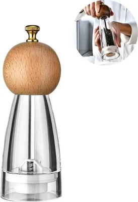 Produktbild von Manuelle Pfeffermühle Salz Gewürzmühle Gewürz Menage Einstellbare Kraut Pfeffer Gewürz Schleifen Home Küche Werkzeug, 6 Zoll Buche