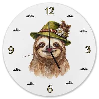 Produktbild von Faultier mit alpenländischem Trachtenhut Wanduhr aus MDF