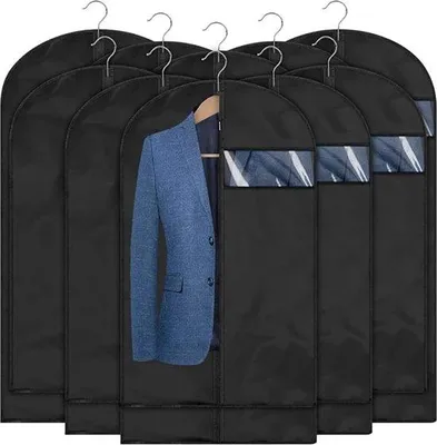 Immagine prodotto di Sacchetti protettivi per abiti - Sacchetti protettivi per abiti con cerniera - 10 pezzi - (60 cm x 100 cm x 5 / 60 cm x 120 cm x 5) - Per proteggere gli indumenti da polvere, tarme e danni - Protezione per gli indumenti - Traspiranti e a tenuta di polvere
