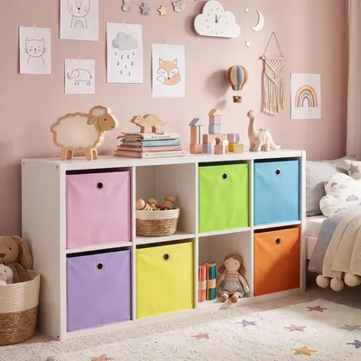 Produktbild von Aufbewahrungsboxen Stoff 6er Set 33x33x33cm Faltboxen mit Griff 6 Farben Bunt für Kallax Regal Ordnungsboxen für Kinderzimmer Spielzeug und Kleidung