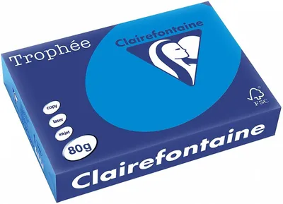 Produktbild von Clairefontaine Trophee Color 1781C Karibikblau 80g/m² DIN-A4 - 500 Blatt